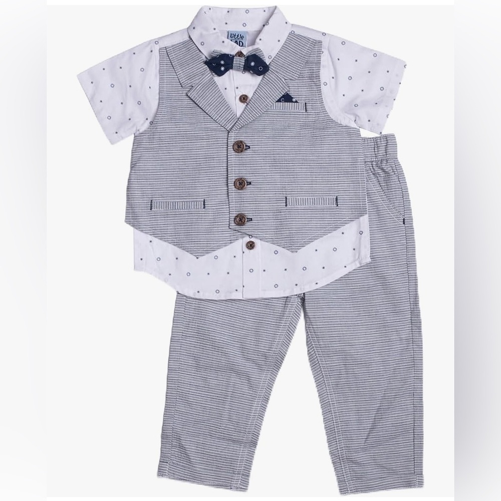 Little Lad 3 Piece Mock Vest Set, 18m